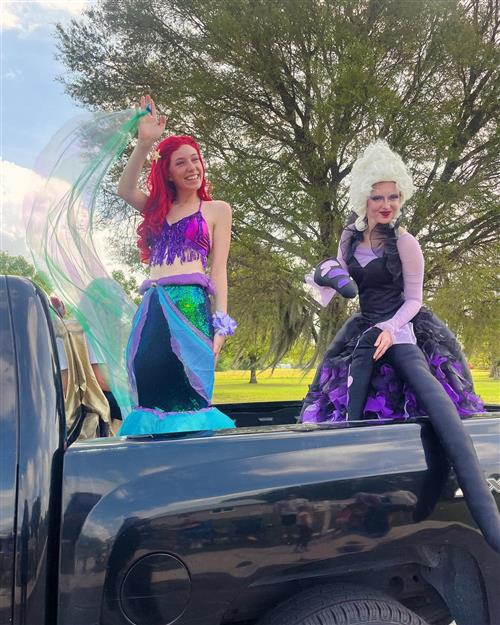 Student actors for Ariel and Ursula at the Parrish Heritage Parade